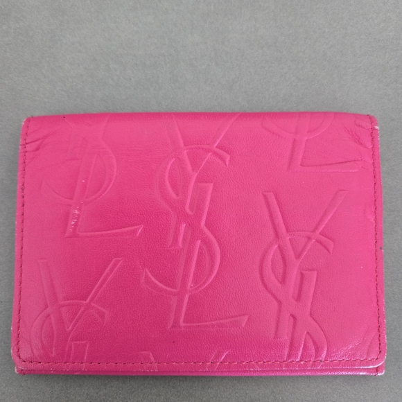 YSL Pink Leather Card Holder - Picture 1 of 3
